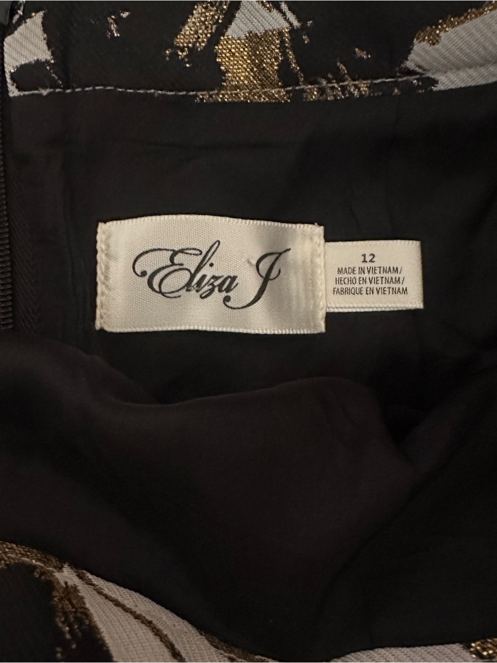 Eliza J White High-Low Floral Skirt with Black & Gold Accents - Picture 4 of 4